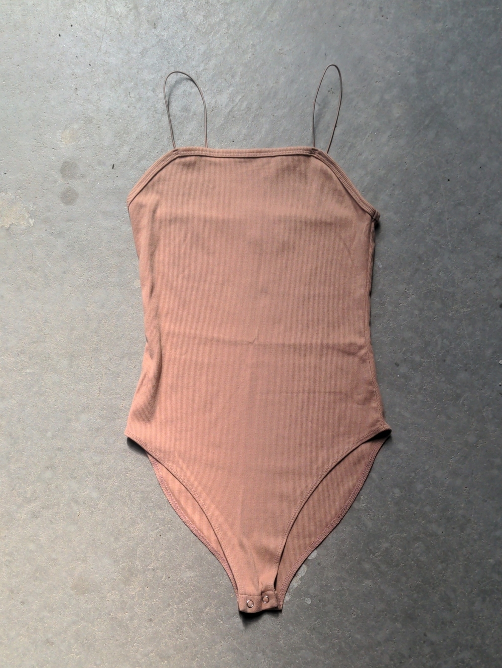 Wild fable Ribbed Spaghetti-Strap Bodysuit in Dusty Rose